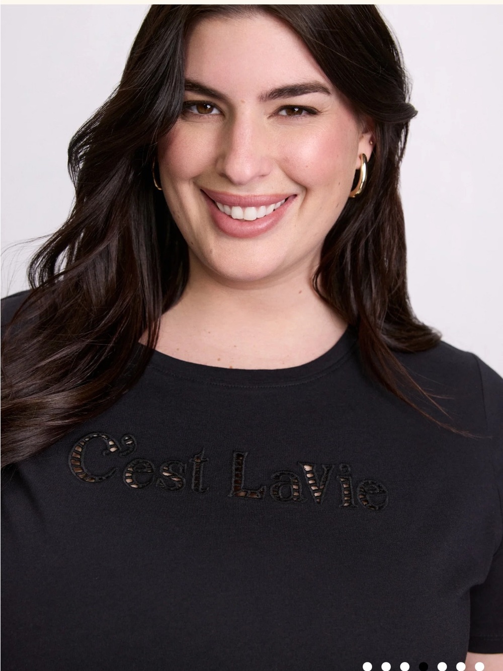 NWOT Laura Black Embroidered Crew Neck Tee